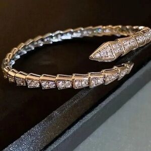 New Serpenti Snake Crystal Silver Cuff Bracelet brand